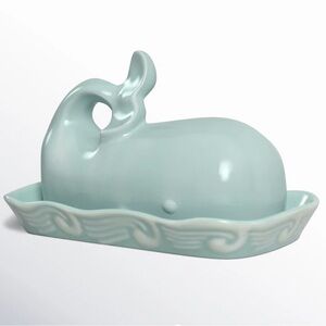 Ceramic Whale Butter Dish - Aqua